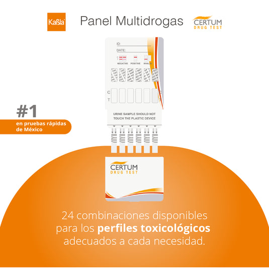 Panel de 5 parámetros (AMP/BZD/COC/MET/OPI) Certum - Kit con 25