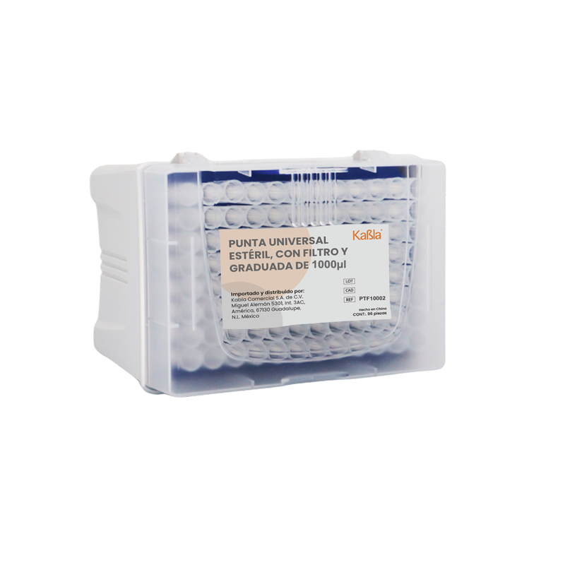 Cargue la imagen en el visor de la galería, Puntas para Micropipeta con filtro de 1000 uL, graduadas Kabla - 10 racks de 96 piezas
