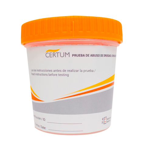 Frasco Simple Cup de 5 parámetros (AMP/COC/MET/MOR/THC) Certum - Kit con 25